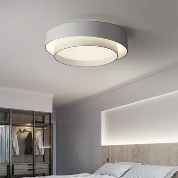  Кръгли плафониери Nordic LED, модерни и умни черно-бели плафониери с дистанционно управление, Хол, спалня, трапезария