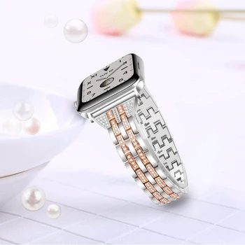  дамски въжета за apple watch 6 se 40 мм 44 мм Бижутериен каишка с диаманти за iwatch SE серия 6/5/4/3 38 мм 42 мм гривна-връзка