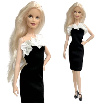  NK Official 1 бр. Кукла благородната черна рокля на бели венчелистчета оттеняют прекрасна рокля За кукольной партита на Party For кукли Барби Е 1/6 Toy