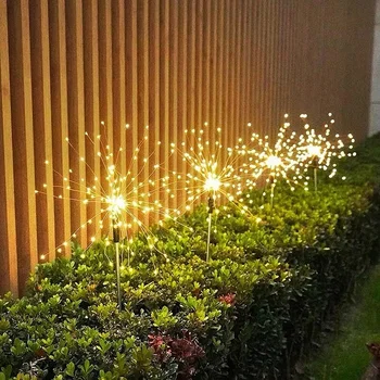  Външно слънчево осветление 90/120/150 led Лампа за слънчевите фойерверки Украса на градината Външно осветление на тревата в градината на Нова година Коледни светлини