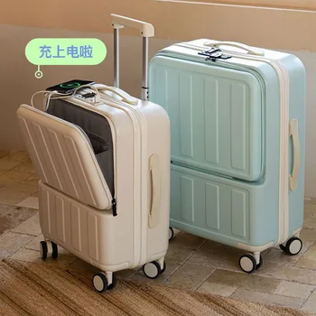  Разкриваща отпред сейф с интерфейс USB, чанта за количка, жена с куфар с отворен предния капак, мъжки куфар, чанта за салон