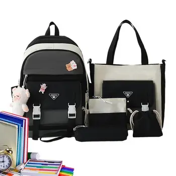  Училищен раница Kawaii, 5 теми, набор от естетически раници за училище, училищно раницата с чанта през рамо, чанта за моливи, поясная чанта