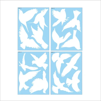  Белите подвижни етикети прозорци от електростатичния стъкло Декоративни етикети С предупреждение за сблъсък Стикер с птица Срещу сблъсък