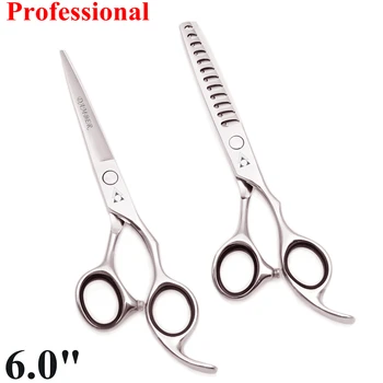  6.0 Професионални ножици за подстригване на коса, Филировочные фризьорски ножици 440C, Фризьорски инструменти, фризьорски ножици 2008 г.#