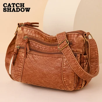  НОВА дамска чанта, многопластова чанта през рамо, чанта през рамо от изкуствена кожа, Качествена Дизайнерски реколта черна чанта, портфейл, чанта-месинджър