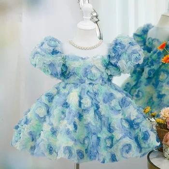  Принцеса рокля с цветя модел за малки момичета, детски Рокля-опаковка в стил Лолита 