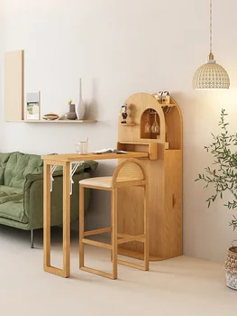  Бар шкаф, вградени домакински бар стол, сгъваема и Плъзгаща се маса за хранене