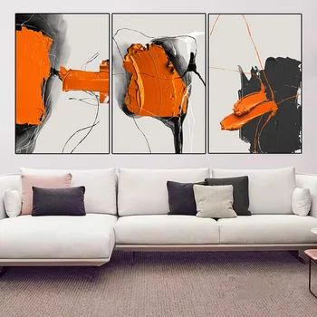  Модерна, абстрактна orange картина върху платно, стенно изкуство за модерният домашен интериор, плакати и щампи със скандинавски дизайн, стенни картини за стая
