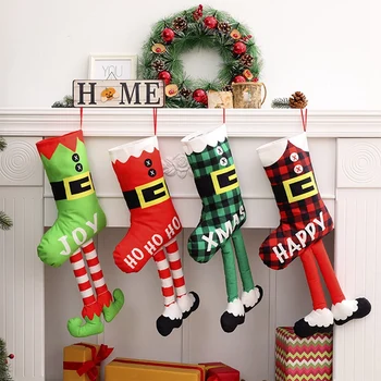  Коледни чорапи, чорапи, Персонални Коледни окачени чорапи, декорация за празничната коледно парти декор, лесен за използване