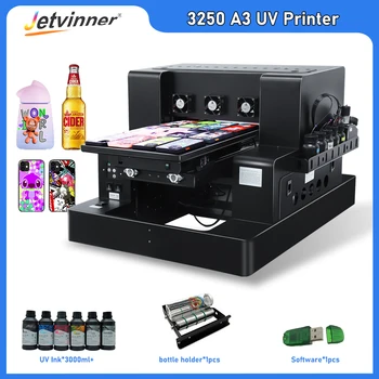  UV-Плосък Принтер A3 impresora Мултифункционален UV Принтер с Превръщането Държач За Бутилки, Акрил, Дърво, Метал UV-Печатна Машина