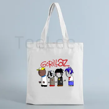  Дамски чанта за пазаруване Gorillaz, чанта за анимационни игри, холщовая чанта за пазаруване в стил харадзюку, дамски чанти-тоут, женствена чанта през рамо