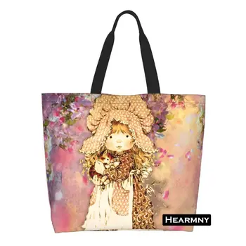  Чанта за покупки от анимационен филм на Сара Кей, дамски бельо чанта през рамо, здрави торбички за пазаруване в стил Кавайи за момичета
