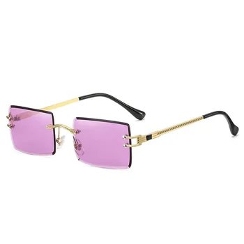  Нови многоцветни слънчеви очила без рамки, с наклон, модни слънчеви очила в стил хип-хоп Ocean Slice Cut Edge