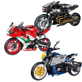 На РАЗПОЛОЖЕНИЕ на Нов Градски Класически мотоциклет Строителни блокове Модел MOC Съвместими Технически спортен автомобил Тухли Детски играчки Подаръчен комплект