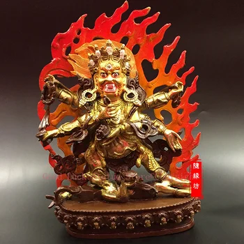  ГОРЕЩА РАЗПРОДАЖБА 30 см ГОЛЯМ # Талисман за Защита на ДОМА зала Тибетския Будизъм позлатен Шестирукая Статуя на буда Махака Ла