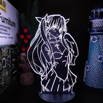  Съдбата/Stay Night Tohsaka Рин Аниме 3D LED Иллюзионная Лампа Ночники Лампара за Домашен интериор Настолна Лампа Колекционер Промяна на Цвета
