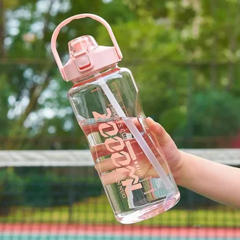  1500 мл Чиста Червена чаша за вода с Голям капацитет Годишният Нов студентски Спортни уреди за мъже и жени, Подарък Слама чаша за вода Ins