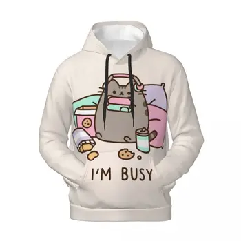  Качулки Смешни The Cat Essentials Зима, аз съм зает, Ежедневни блузи с качулка, мъжки реколта пуловери с графичен дизайн, hoody Оверсайз