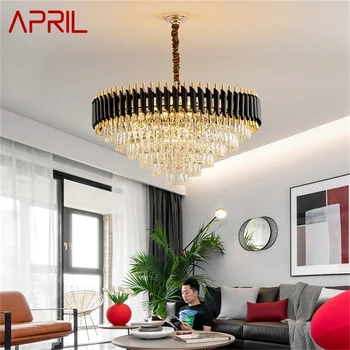  Апрельская черна полилей в стил постмодерното, Луксозни кристални подвесная лампа, домашна led лампа за дневна, трапезария