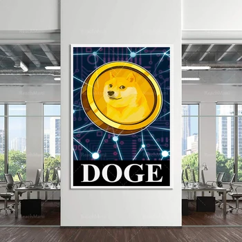  Игралната Пазар на Wall Street Вдъхновяващи Плакат Dogecoin и Щампи Модерна Офис Мебели Фондова Борса Стенно Изкуство Платно Живопис
