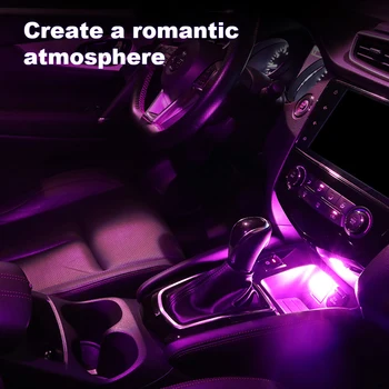  Автомобилна USB Атмосферни лампа Безжична Светкавица Цветни Светлини Автоматично Декоративно Осветление, Нощни лампи Зареждане на мобилни устройства на компютъра