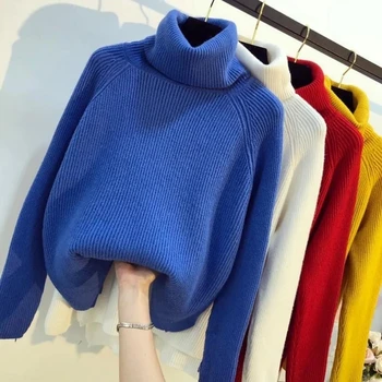  Есенно-зимния Топъл пуловер с висока воротом, женски Възли, пуловери, Блузи, Скок с дълъг ръкав, Корейски, блузи, пуловери свободна задължителни.