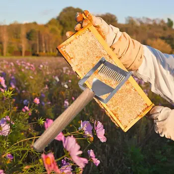  Мед Вилица Инструменти За Пчеларството От Неръждаема Стомана Благородна Вилица Стъргало Инструмент Дървена Дръжка Лесен За Използване За Пчеларството