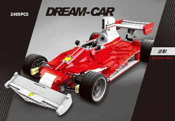  Градивен елемент на Dream-car, модел на състезателен автомобил Italia Horse F1, колата Moc Formula One, Монтаж на тухли, Колекция от играчки за момчета, подаръци
