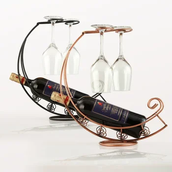  Креативен метален Вино багажник Окачен Държач за чаши за вино Скоба Бар-шкафове за монтиране на Стена за дисплея Декор Вино аксесоари Домашен бар