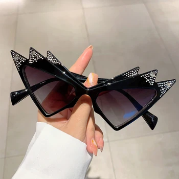  Дамски слънчеви очила с диаманти във формата на пеперуда, стилни нови градиентные нюанси с кристали, ретро брендовый дизайн, очила за пънк-партита