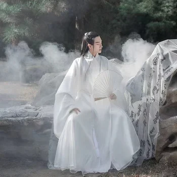  Мъжка риза Hanfu Ancient Immortal Aura С дълги ръкави Китайската Традиционна облекло Ретро костюм рыцарского учен студент