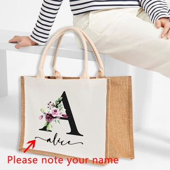  Персонални джутовые чанти-тоут, потребителско име, чанта-тоут от зебло за шаферките, моминско парти, сватбени партита, подаръци за пътуване за момичета, холщовая чанта за пазаруване
