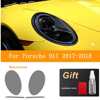  Комплект от 2 теми Защитно Фолио За Задната част на Фаровете на Автомобила Porsche 911 2011 2022, Дымчатая Черна Прозрачна Стикер От TPU, Аксесоари