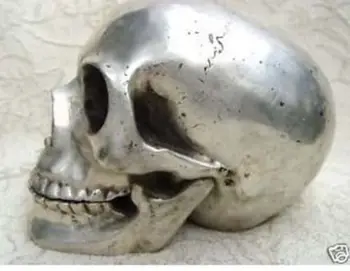  Тибетски коллекционный Тибетски сребърен череп скелетна статуетка на Двойка бижута на едро фабрика Бронзови Изкуства
