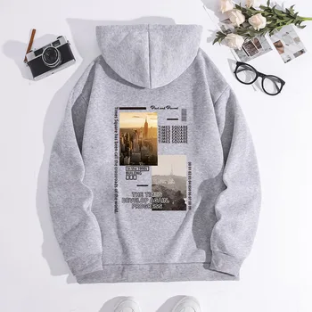  Есенно-зимни hoody new urban landscape fashion print hoodie с отложным яка плюс кашмир hoody с качулка за жени on