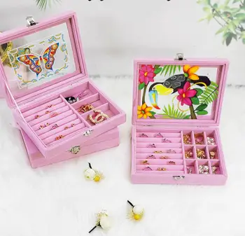  Нова мода 5D Диамантена Живопис Кутия за Съхранение на бижута Розова Пеперуда Картина от кристал Мозайка Набор от инструменти за бродиране Подарък за Жени