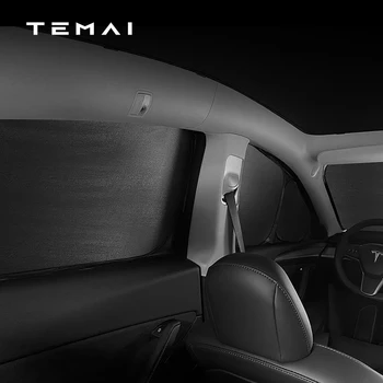  Автомобилен Аксесоар TEMAI Tesla Model Y Сгъваема и Плъзгаща Авто Страничната Козирка На Предните И Задните Стъкла, Блокиращ Ултравиолетовите Лъчи