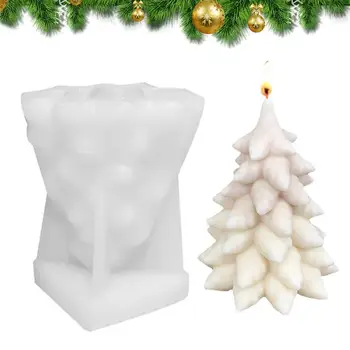  Силиконова форма за 3D елхи, 3D Силиконови празнични форми За украса на ароматерапевтических свещи, лесно и излитане силикон