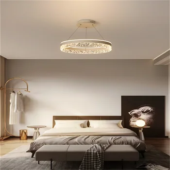  Полилей в основната спалня в минималистичен светлина Луксозни лампи Проста полилей кабинет в стил модернизъм за спални