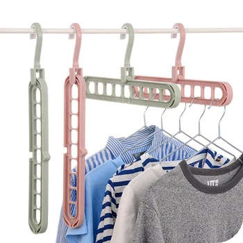  Многофункционална закачалка за дрехи с девет дупки, подкрепа за домашно съхранение на дрехи, Сгъване, сжимающаяся и въртяща се Закачалка за дрехи с девет дупки