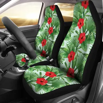  Хавайски цвете хибискус, тропически цветя, палмова калъф за седалка, комплект покривала за автомобилни седалки, 2 бр., автомобилни аксесоари