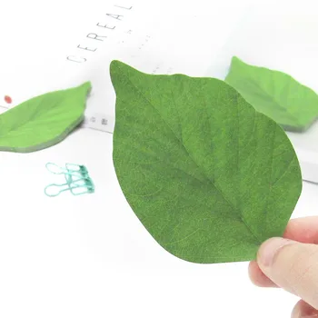  2 бр Корейски канцеларски материали, сладък бележник във формата на зелен лист, лепкави бележки, хартиени стикери без стил Kawaii, направи си сам