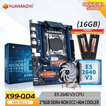  Комбиниран комплект дънната платка HUANANZHI X99 QD4 X99 с процесор Intel XEON E5 2640 v3 с 2 * 8G DDR4 NON-ECC с охладител A04