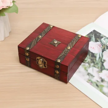  Ретро кутия за съхранение на бижута Дърво Дървен замък Организаторите Реколта подаръци Контейнер за подробности Органайзер за съхранение на кутии
