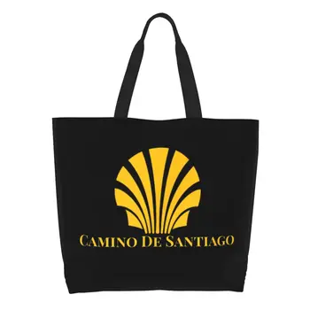  Чанти за пазаруване Camino De Santiago с модерен принтом от рециклирана платно, чанта за пазаруване под формата на мивки на раковина
