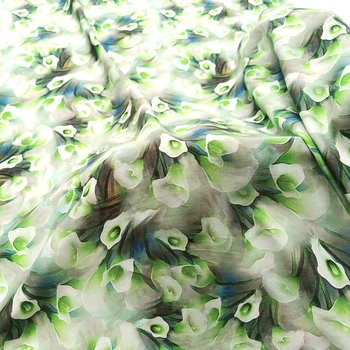  50 см * 140 см Зелена цвете 100% Вискозная плат за шиене с ръцете си Лятна рокля Чаршаф От вискоза Лоскутная тъканта Мека