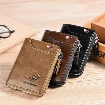  Анти-кражба на чанта за салфетки, мъжки портфейл от изкуствена кожа с RFID-заключващ се, с цип, мултифункционален портфейл за кредитни карти, високо качество