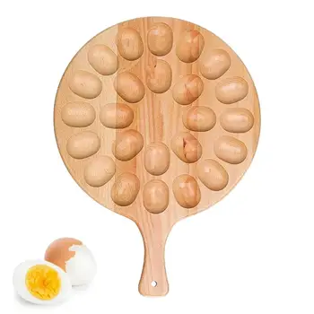  Дървен поднос за яйца Креативна Дървена чиния с яйца, Сервировочный тава, опаковка за яйца с плънка, Кухненски тава за яйца, кухненски органайзер за яйца