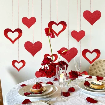  Подвесное Украса за Св. Валентин 3M, Червено-Розов Венец Love XO, Сватбена Оферта, Годишнина от сватба, за да проверите за декор със собствените си ръце