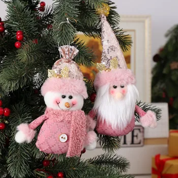  Бижу във формата на Коледна фигурка, Розово, Снежен човек, Дядо Коледа, Плюшени украса за дома, Кукла, Коледна елха, украса за празнични партита